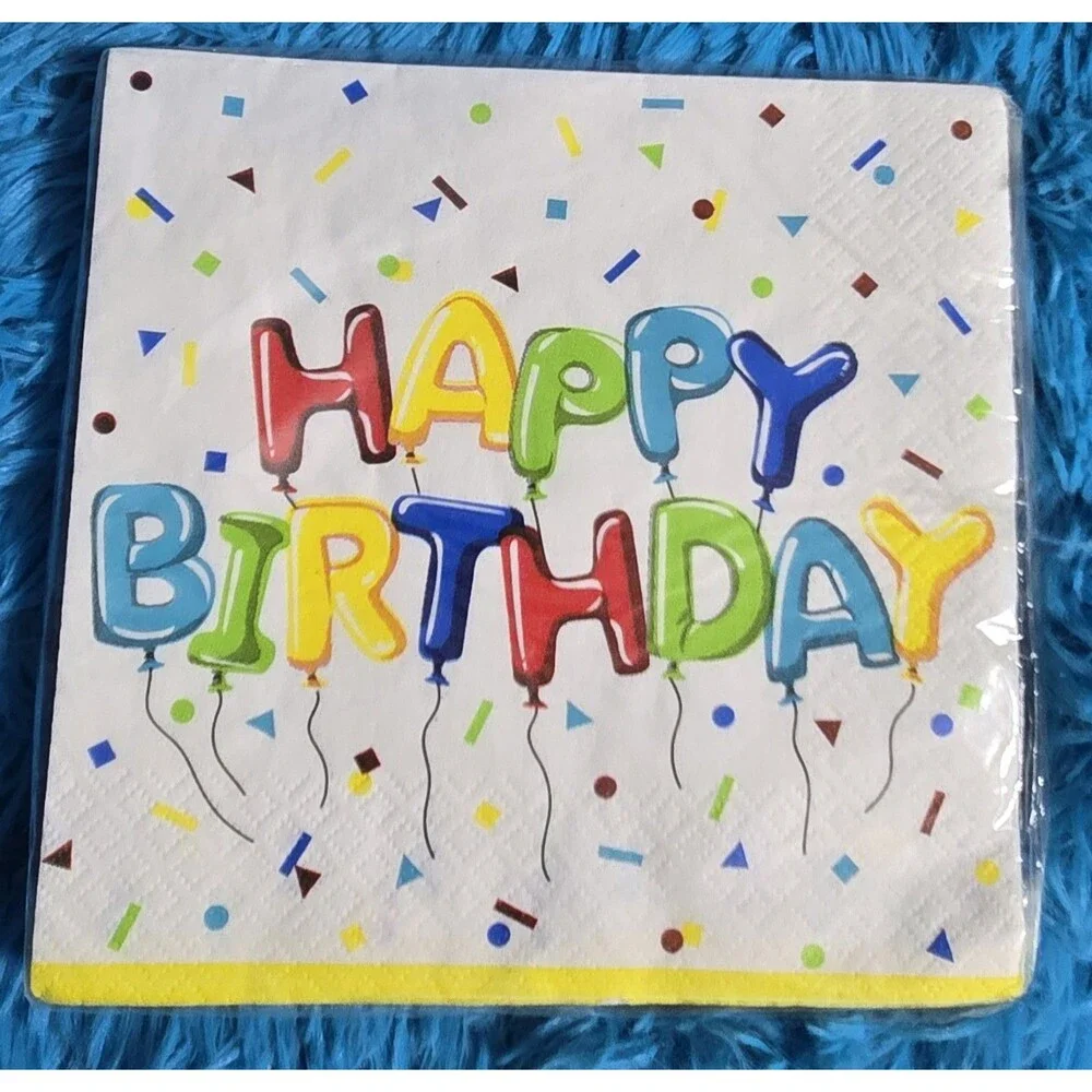3-2-1 Party! Happy Birthday Colorful Balloons Napkin Bundle Lot Of 6- 16ct Packs
